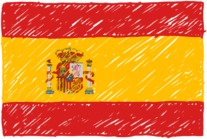 Spanien nationell Land flagga penna Färg skiss illustration med transparent bakgrund png