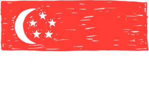 ilustración de dibujo de color de lápiz de bandera de país nacional de singapur con fondo transparente png