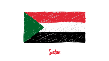 sudan nationale landesflagge bleistiftfarbe skizzenillustration mit transparentem hintergrund png