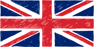 United Kingdom National Country Flag Pencil Color Sketch Illustration with Transparent Background png