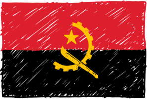 Angola National Country Flag Pencil Color Sketch Illustration with Transparent Background png