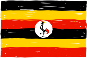 uganda nationale landesflagge bleistiftfarbe skizzenillustration mit transparentem hintergrund png