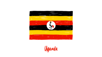 illustration de croquis de couleur de crayon de drapeau de pays national de l'ouganda avec un fond transparent png