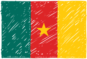 cameroon nationell Land flagga penna Färg skiss illustration med transparent bakgrund png
