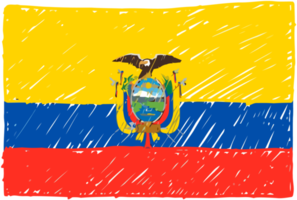 illustration de croquis de couleur de crayon de drapeau de pays national de l'equateur avec fond transparent png