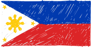 ilustração de esboço de cor de lápis de bandeira de país nacional de filipinas com fundo transparente png