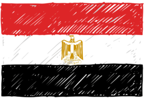 ilustración de boceto de color de lápiz de bandera de país nacional de egipto con fondo transparente png