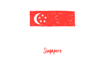 ilustração de esboço de cor de lápis de bandeira nacional de singapura com fundo transparente png