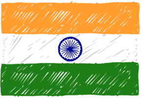 ilustración de boceto de color de lápiz de bandera de país nacional de india con fondo transparente png