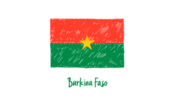 Burkina faso nationell Land flagga penna Färg skiss illustration med transparent bakgrund png