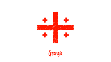 ilustração de esboço de cor de lápis de bandeira de país nacional de georgia com fundo transparente png
