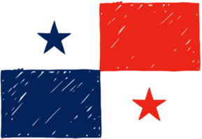 Panama nationaal land vlag potlood kleur schetsen illustratie met transparant achtergrond png
