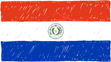 ilustración de boceto de color de lápiz de bandera de país nacional de paraguay con fondo transparente png