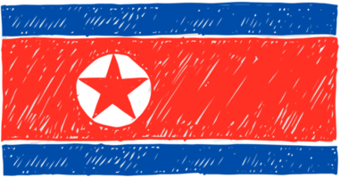 Nort Korea National Country Flag Pencil Color Sketch Illustration with Transparent Background png