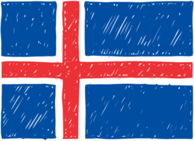 illustration de croquis de couleur de crayon de drapeau de pays national d'islande avec fond transparent png