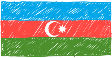 ilustração de esboço de cor de lápis de bandeira nacional de país de azerbaijão com fundo transparente png