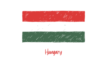 Hungary National Country Flag Pencil Color Sketch Illustration with Transparent Background png