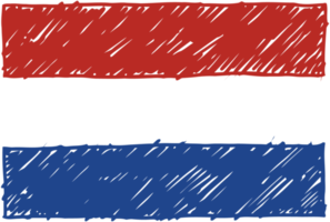 illustration de croquis de couleur de crayon de drapeau de pays national des pays bas avec fond transparent png