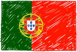 ilustración de boceto de color de lápiz de bandera nacional de país de portugal con fondo transparente png