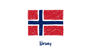 Norge nationell Land flagga penna Färg skiss illustration med transparent bakgrund png