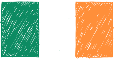 ilustração de esboço de cor de lápis de bandeira de país nacional de irlanda com fundo transparente png