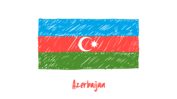 ilustração de esboço de cor de lápis de bandeira nacional de país de azerbaijão com fundo transparente png