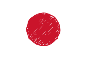 Ilustración de boceto de color de lápiz de bandera de país nacional de japón con fondo transparente png