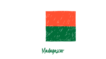 ilustração de esboço de cor de lápis de bandeira de país nacional de madagascar com fundo transparente png