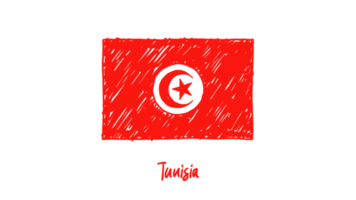 ilustração de esboço de cor de lápis de bandeira de país nacional de tunísia com fundo transparente png