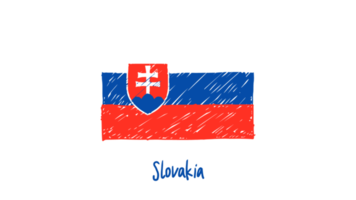 Slovakia National Country Flag Pencil Color Sketch Illustration with Transparent Background png