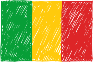 Mali National Country Flag Pencil Color Sketch Illustration with Transparent Background png