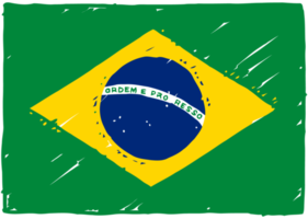 Brasilien nationell Land flagga penna Färg skiss illustration med transparent bakgrund png