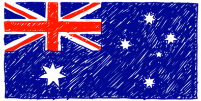 Australia National Country Flag Pencil Color Sketch Illustration with Transparent Background png