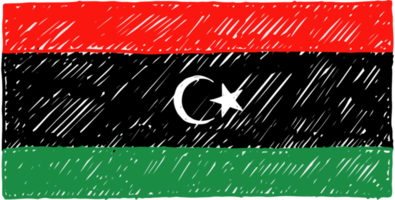 Libya National Country Flag Pencil Color Sketch Illustration with Transparent Background png