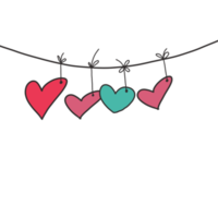Colorful sweet heart doodle png
