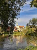 spring landscape near Danube river in Regensburg city, Germany photo