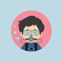 avatar de un personaje de buceo vector