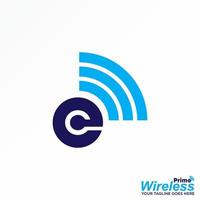 letra e o ec san serif fuente y señal wifi imagen icono gráfico diseño de logotipo concepto abstracto vector stock. se puede utilizar como un símbolo relacionado con la inicial o la tecnología