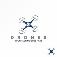 imagen de dron volador simple y único icono gráfico diseño de logotipo concepto abstracto vector stock. se puede usar como un símbolo relacionado con el vuelo o la exploración