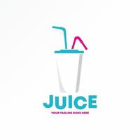 simple té, hielo, café, taza de jugo con paja para beber imagen icono gráfico diseño de logotipo concepto abstracto vector stock. se puede utilizar como un símbolo relacionado con la bebida.