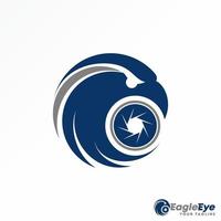 cabeza de águila única y lente de cámara en imagen circular icono gráfico diseño de logotipo concepto abstracto stock vectorial. se puede usar como un símbolo relacionado con el enfoque o el animal vector