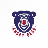 cabeza de oso enojado única con la boca abierta imagen icono gráfico diseño de logotipo concepto abstracto vector stock. se puede utilizar como un símbolo relacionado con el carácter animal