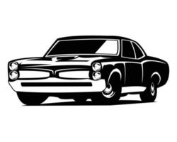 solated vector illustration of a vintage muscle car viewed from the side. Best for badge, icon and sticker design. available in eps 10.
