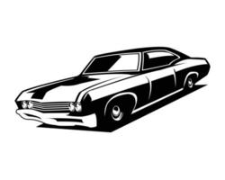 silueta de logotipo de coche de músculo vintage. mejor vista lateral para placa, emblema, icono, diseño de pegatinas, industria automovilística. disponible en eps 10. vector