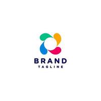 Simple Colorful Propeller Logo Design. Colorful rotating propeller logo design with a white circle in the center. vector