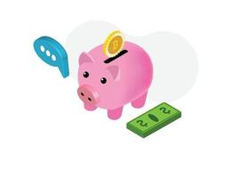 Isometric piggy bank. Vector illustration. Suitable for Diagrams, Infographics, Game Asset, And Other Graphic Related Assets