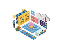 Modern Isometric Smart Online Library Illustration, Suitable for Diagrams, Infographics, Book Illustration, Game Asset, And Other Graphic Related Assets vector