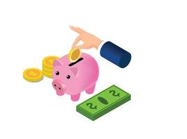 Isometric piggy bank. Vector illustration. Suitable for Diagrams, Infographics, Game Asset, And Other Graphic Related Assets