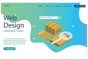 diseño de plantilla de sitio web. paquete de caja moderno seguimiento de pedidos plano 3d isometría negocio isométrico tienda en línea concepto de entrega de tienda adecuado para diagramas, otros activos relacionados con gráficos vector