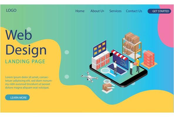 Website template design. Modern Isometric Product Inventory Illustration, Web Banners, Suitable for Diagrams, Infographics, Book Illustration, Game Asset, And Other Graphic Related Assets